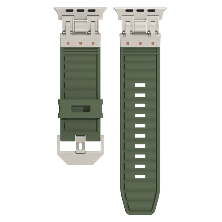 For Apple Watch SE 2022 44mm Metal Mecha Plaid Silicone Watch Band