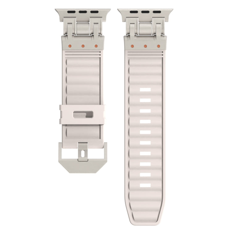For Apple Watch Series 3 42mm Metal Mecha Plaid Silicone Watch Band