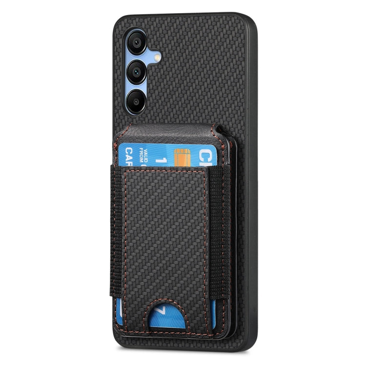 For Samsung Galaxy A15 Carbon Fiber Vertical Flip Wallet Stand Phone Case