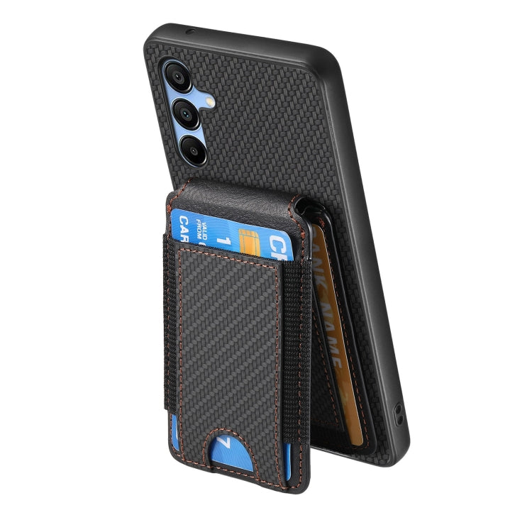 For Samsung Galaxy A15 Carbon Fiber Vertical Flip Wallet Stand Phone Case