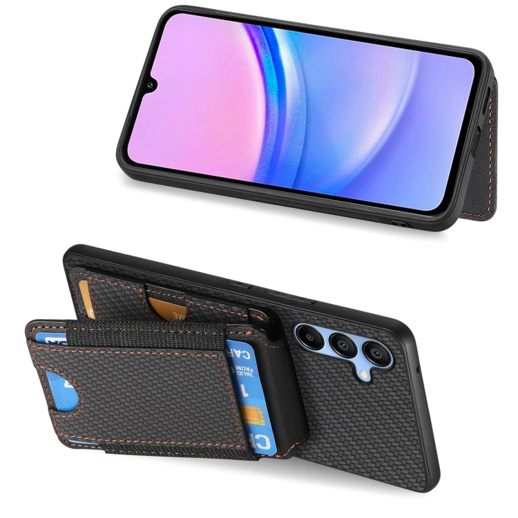 For Samsung Galaxy A15 Carbon Fiber Vertical Flip Wallet Stand Phone Case