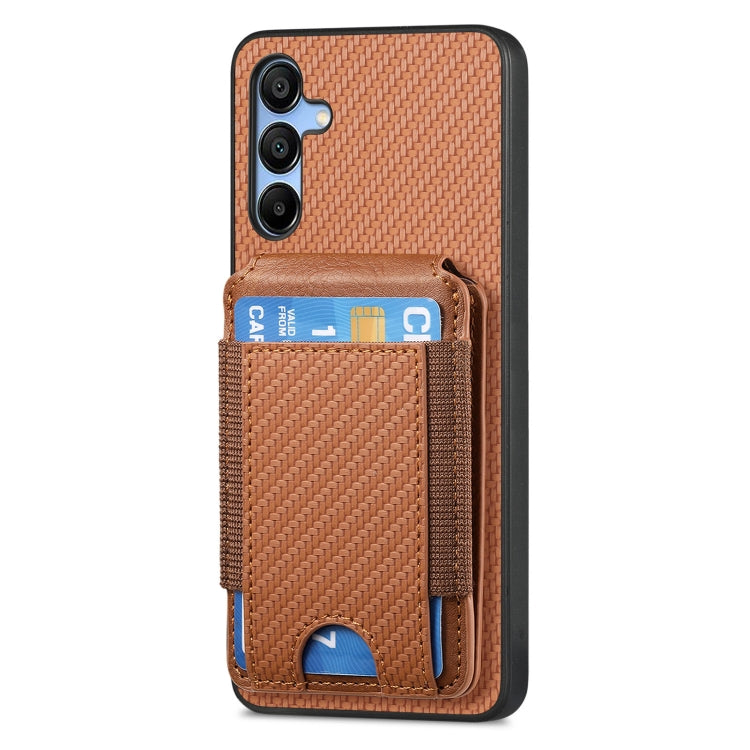 For Samsung Galaxy A15 Carbon Fiber Vertical Flip Wallet Stand Phone Case