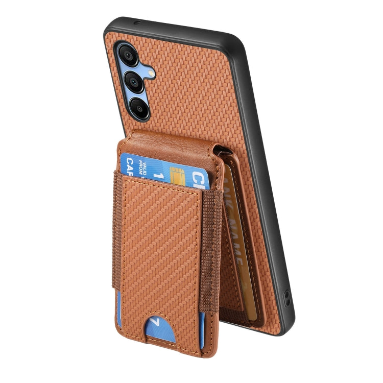 For Samsung Galaxy A15 Carbon Fiber Vertical Flip Wallet Stand Phone Case