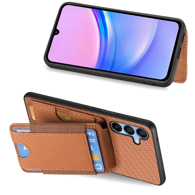For Samsung Galaxy A15 Carbon Fiber Vertical Flip Wallet Stand Phone Case