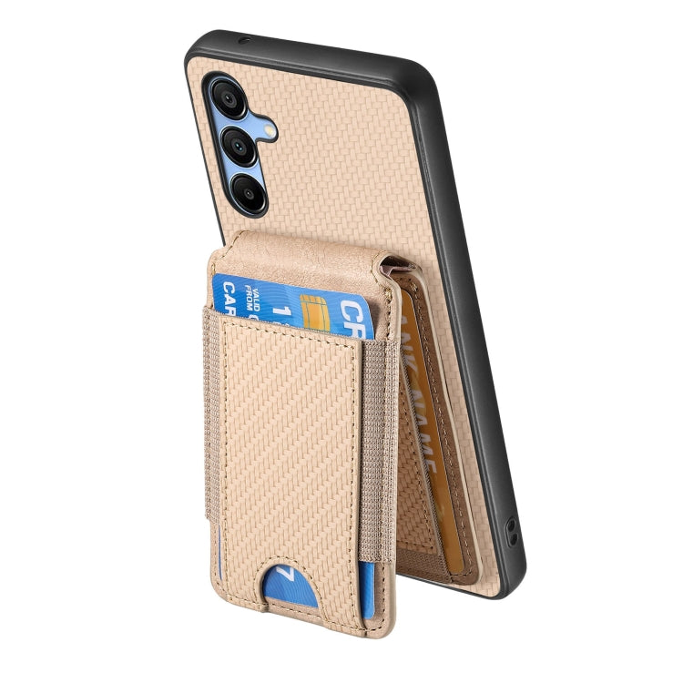 For Samsung Galaxy A15 Carbon Fiber Vertical Flip Wallet Stand Phone Case