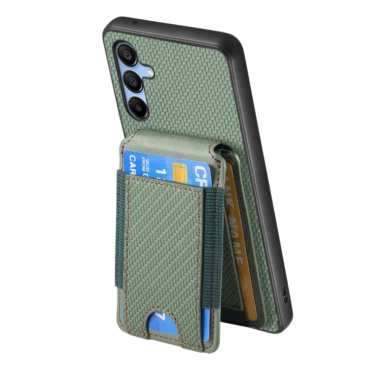For Samsung Galaxy A15 Carbon Fiber Vertical Flip Wallet Stand Phone Case