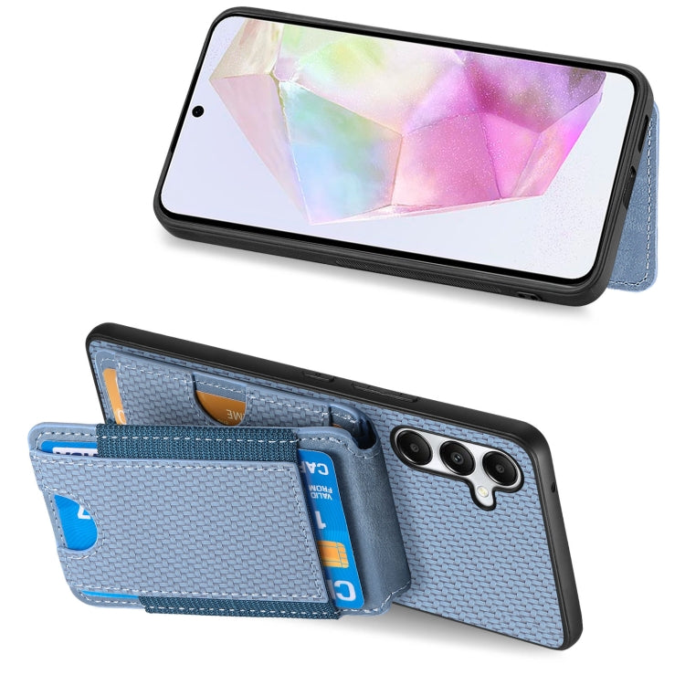 For Samsung Galaxy A55 5G Carbon Fiber Vertical Flip Wallet Stand Phone Case