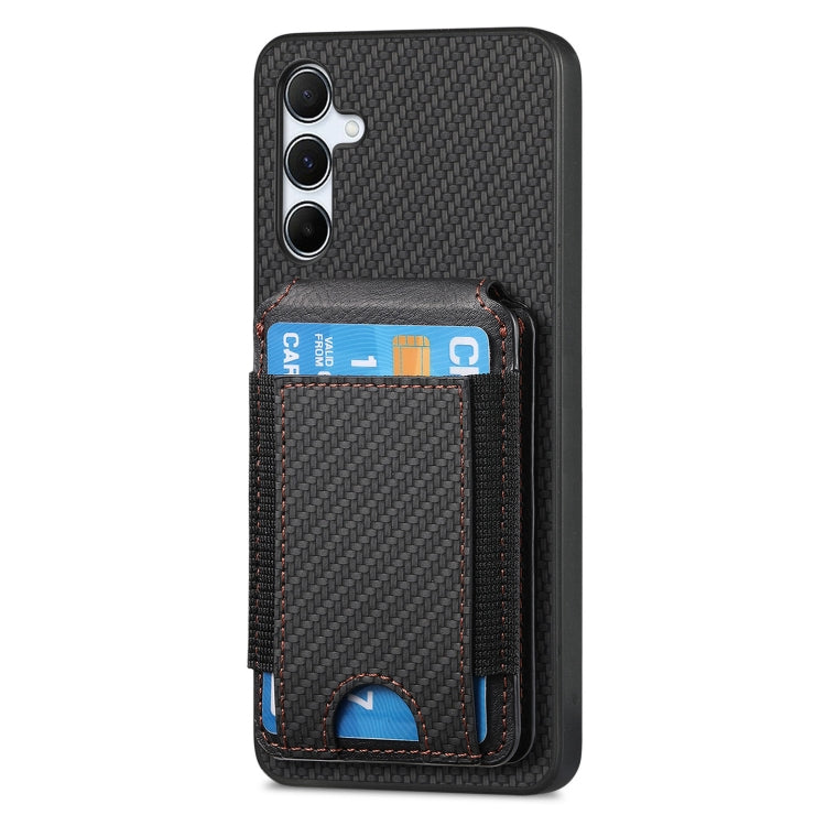 For Samsung Galaxy A55 5G Carbon Fiber Vertical Flip Wallet Stand Phone Case