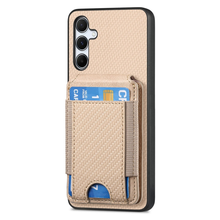 For Samsung Galaxy A55 5G Carbon Fiber Vertical Flip Wallet Stand Phone Case