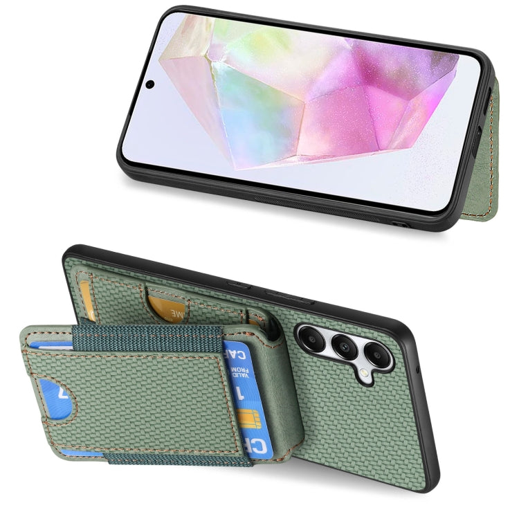 For Samsung Galaxy A55 5G Carbon Fiber Vertical Flip Wallet Stand Phone Case