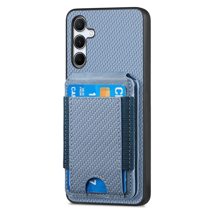 For Samsung Galaxy A35 5G Carbon Fiber Vertical Flip Wallet Stand Phone Case