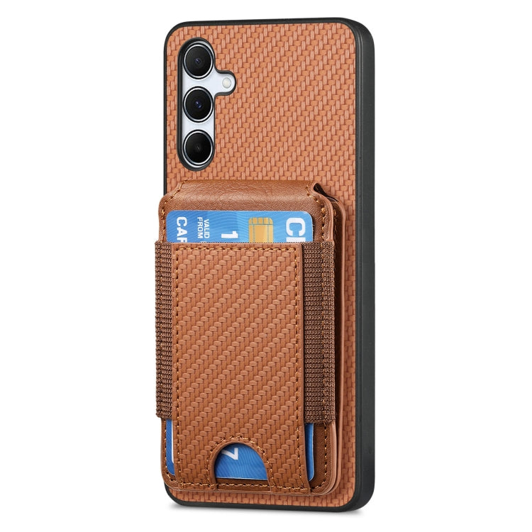 For Samsung Galaxy A35 5G Carbon Fiber Vertical Flip Wallet Stand Phone Case