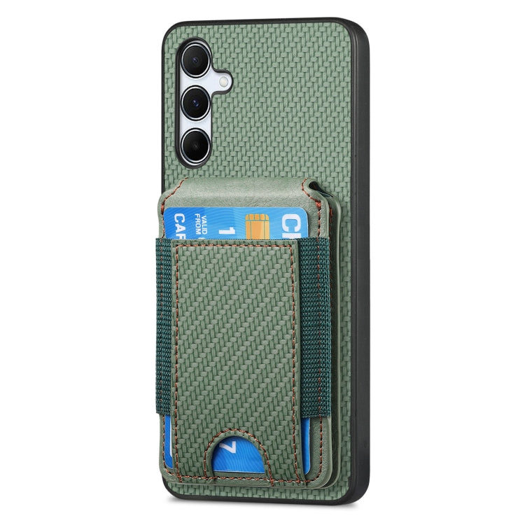For Samsung Galaxy A35 5G Carbon Fiber Vertical Flip Wallet Stand Phone Case