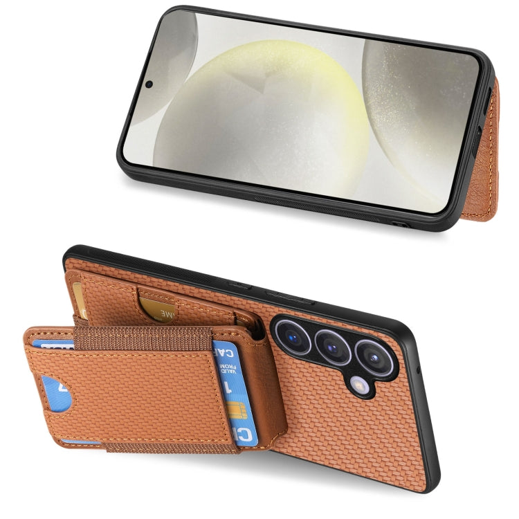 For Samsung Galaxy S24+ 5G Carbon Fiber Vertical Flip Wallet Stand Phone Case