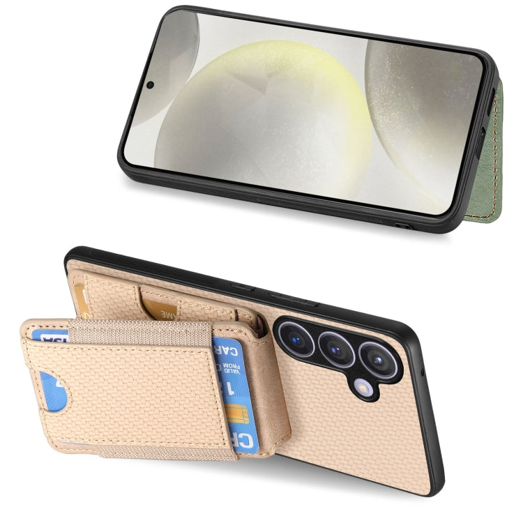 For Samsung Galaxy S24+ 5G Carbon Fiber Vertical Flip Wallet Stand Phone Case