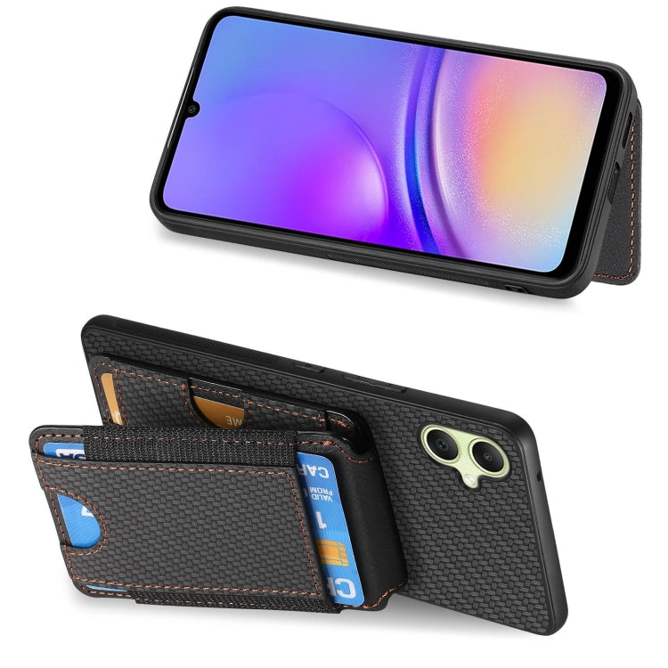 For Samsung Galaxy A05 Carbon Fiber Vertical Flip Wallet Stand Phone Case