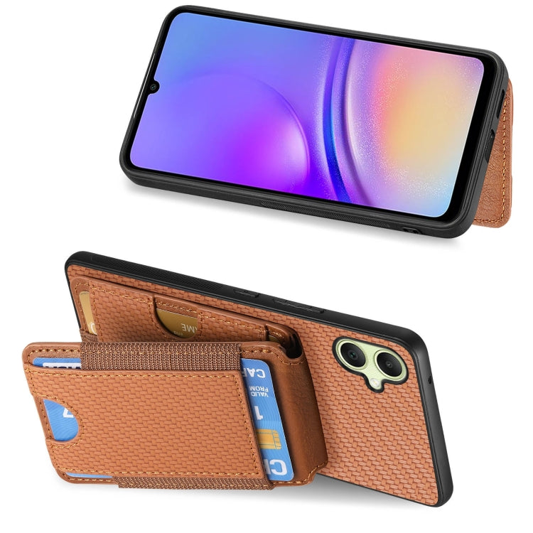 For Samsung Galaxy A05 Carbon Fiber Vertical Flip Wallet Stand Phone Case