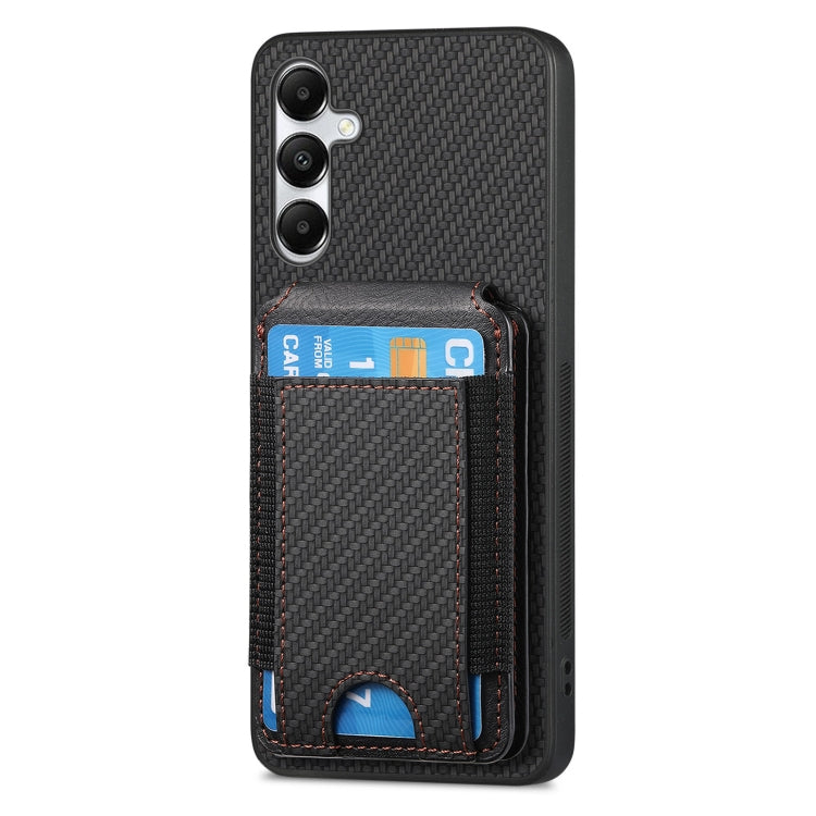 For Samsung Galaxy A05s Carbon Fiber Vertical Flip Wallet Stand Phone Case