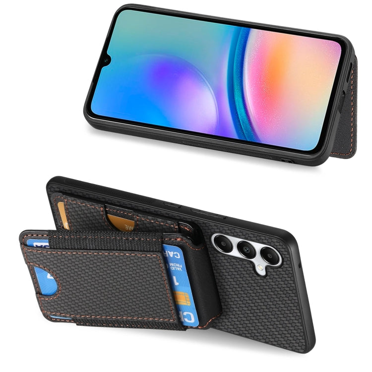 For Samsung Galaxy A05s Carbon Fiber Vertical Flip Wallet Stand Phone Case