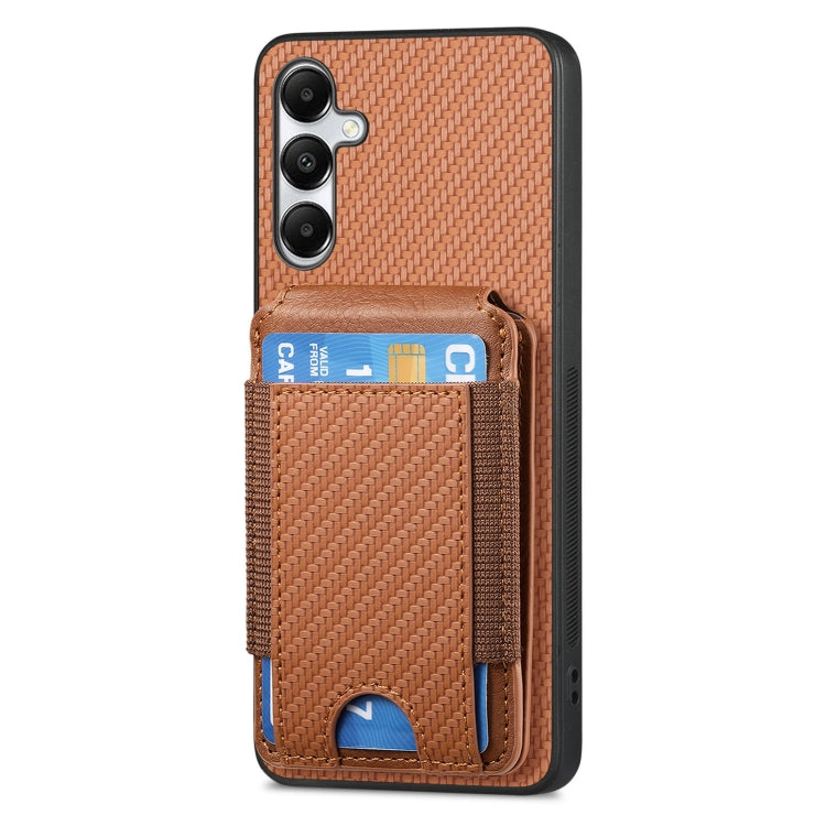 For Samsung Galaxy A05s Carbon Fiber Vertical Flip Wallet Stand Phone Case