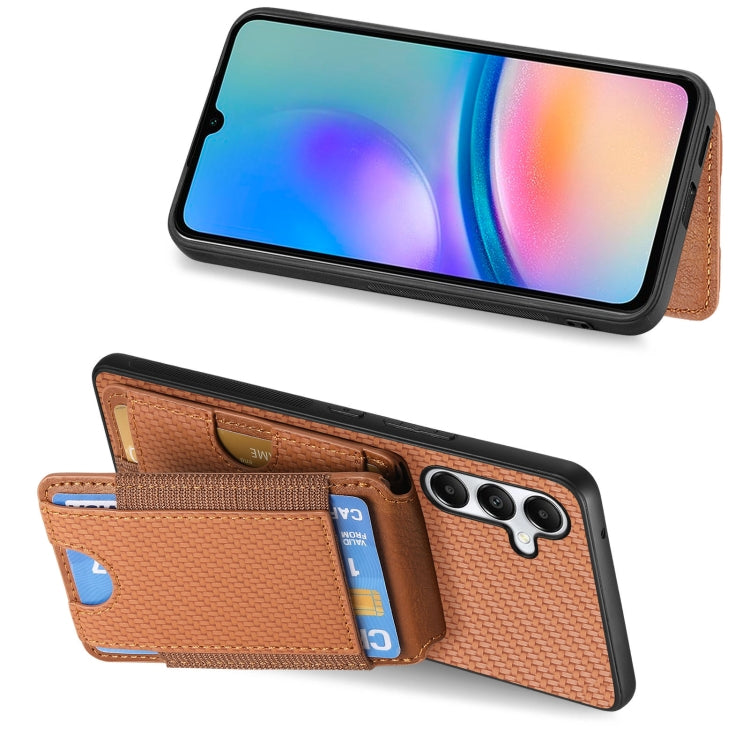 For Samsung Galaxy A05s Carbon Fiber Vertical Flip Wallet Stand Phone Case