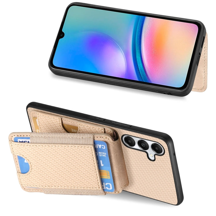 For Samsung Galaxy A05s Carbon Fiber Vertical Flip Wallet Stand Phone Case