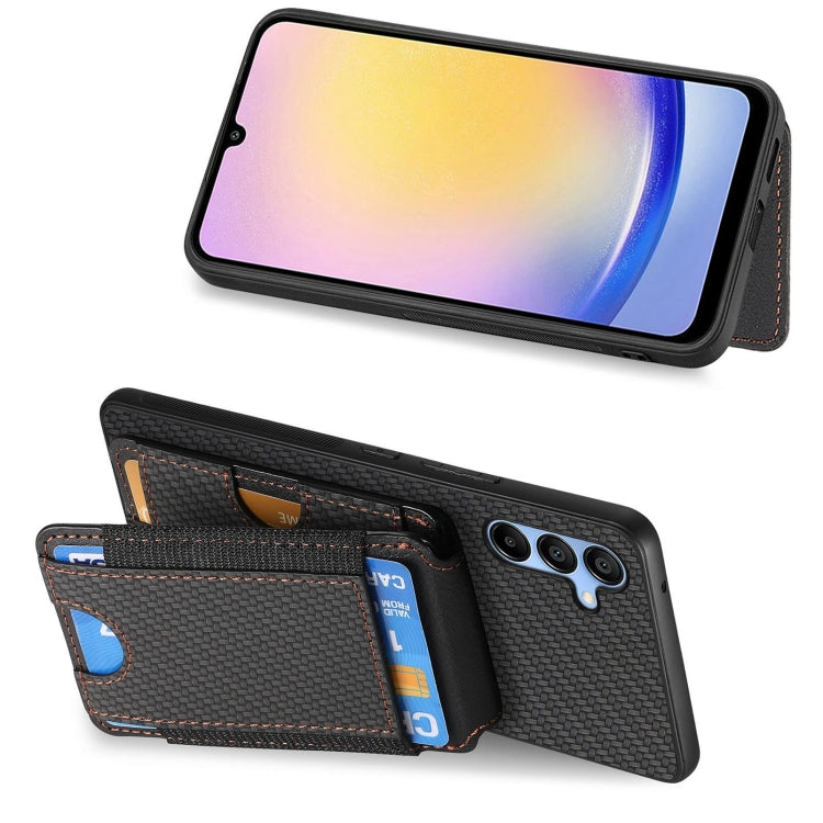 For Samsung Galaxy A25 Carbon Fiber Vertical Flip Wallet Stand Phone Case