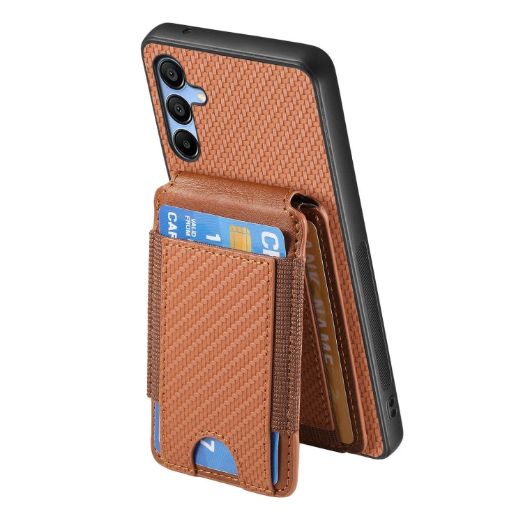 For Samsung Galaxy A25 Carbon Fiber Vertical Flip Wallet Stand Phone Case
