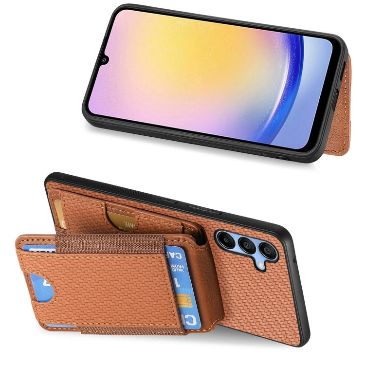 For Samsung Galaxy A25 Carbon Fiber Vertical Flip Wallet Stand Phone Case