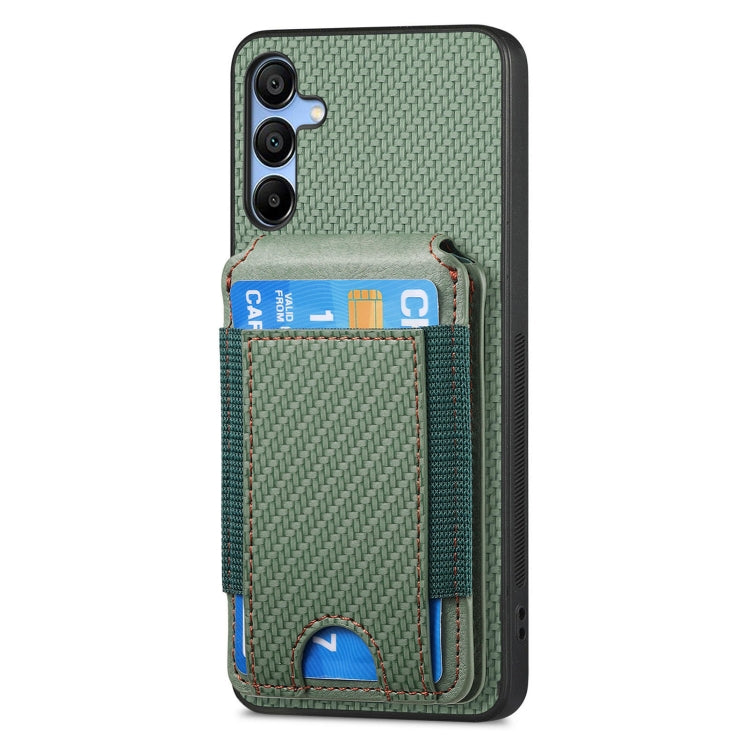 For Samsung Galaxy A25 Carbon Fiber Vertical Flip Wallet Stand Phone Case