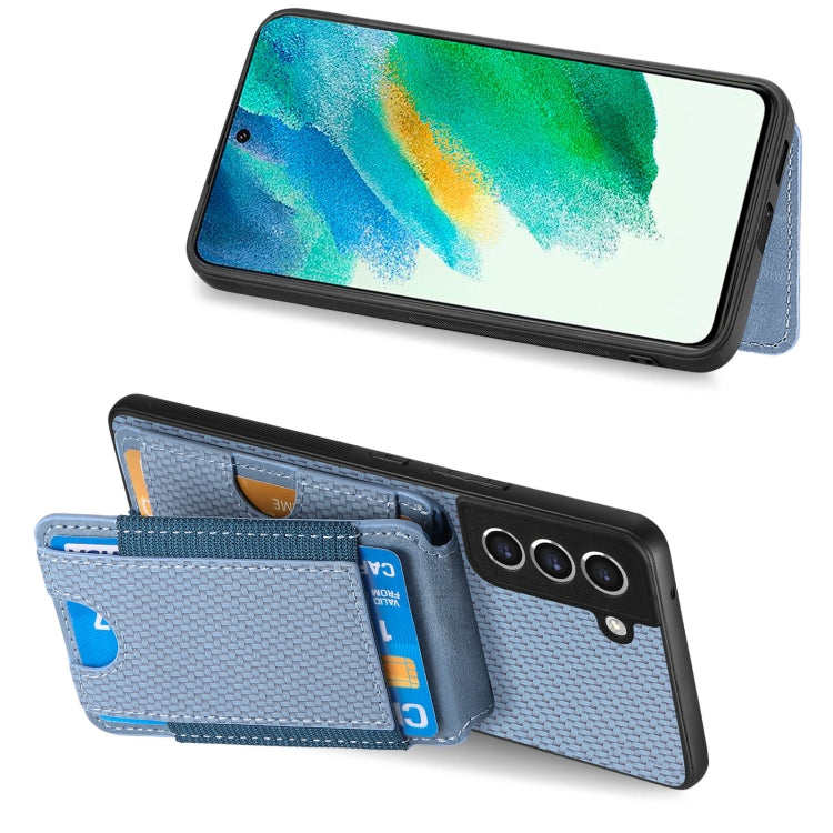 For Samsung Galaxy S23 FE 5G Carbon Fiber Vertical Flip Wallet Stand Phone Case