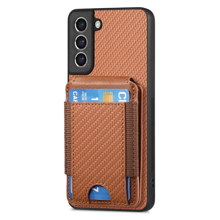 For Samsung Galaxy S23 FE 5G Carbon Fiber Vertical Flip Wallet Stand Phone Case