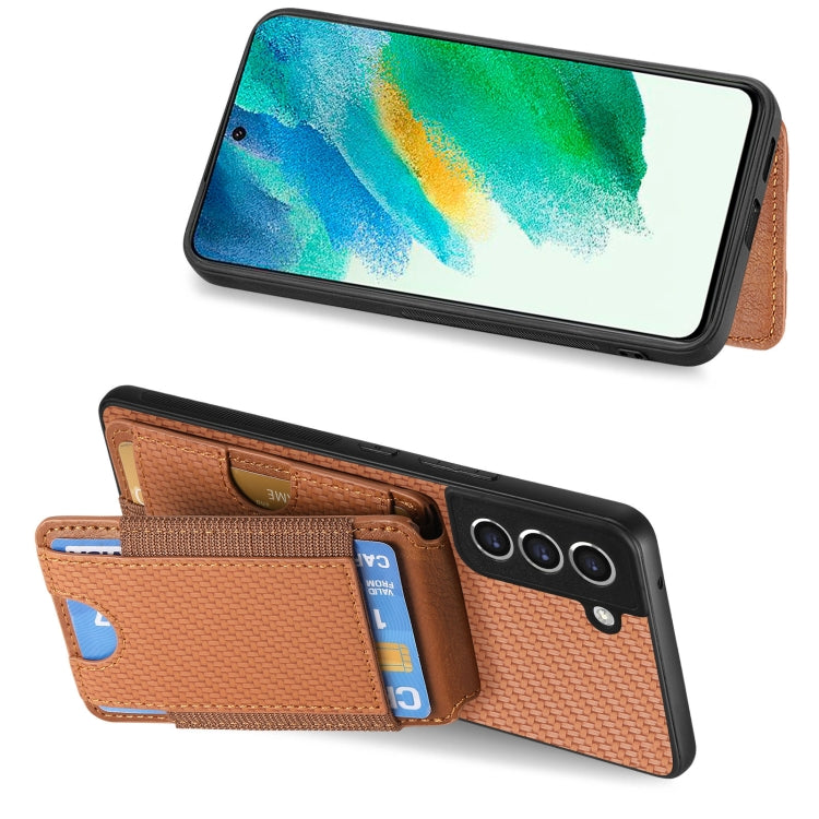 For Samsung Galaxy S23 FE 5G Carbon Fiber Vertical Flip Wallet Stand Phone Case