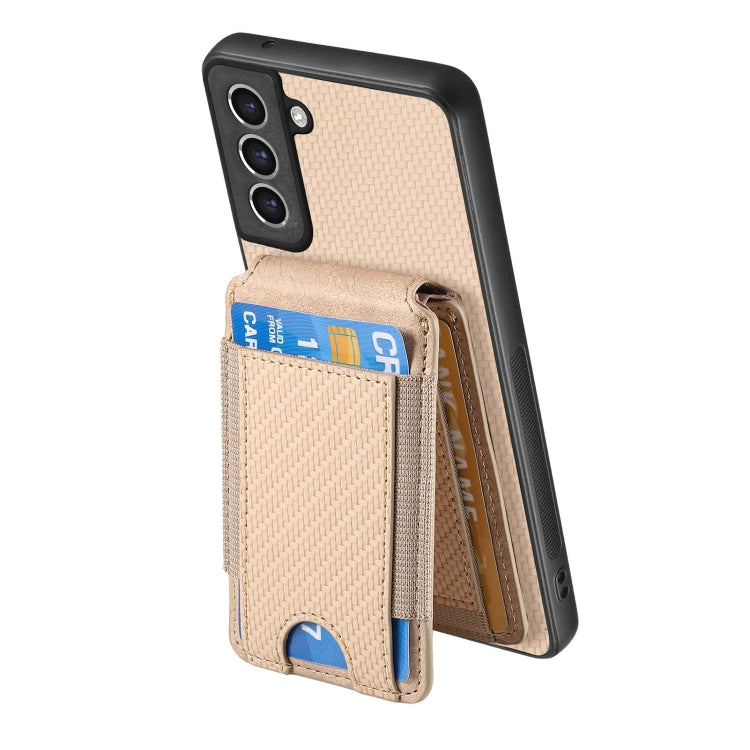 For Samsung Galaxy S23 FE 5G Carbon Fiber Vertical Flip Wallet Stand Phone Case