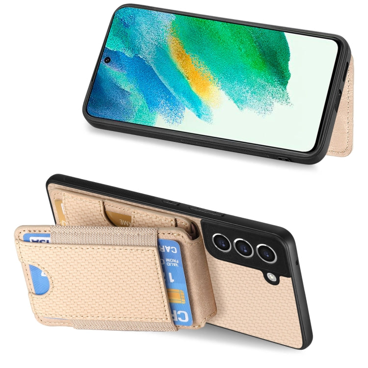 For Samsung Galaxy S23 FE 5G Carbon Fiber Vertical Flip Wallet Stand Phone Case