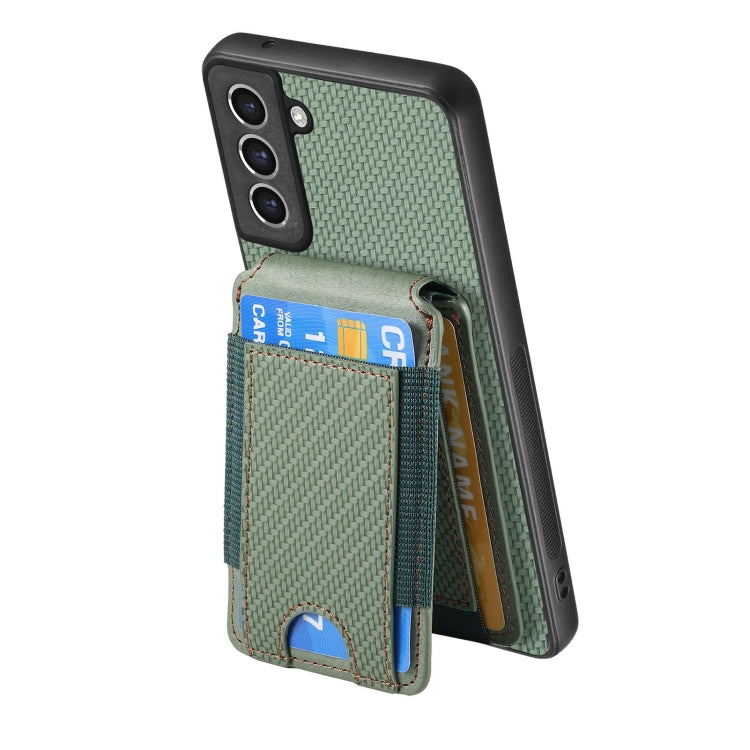 For Samsung Galaxy S23 FE 5G Carbon Fiber Vertical Flip Wallet Stand Phone Case
