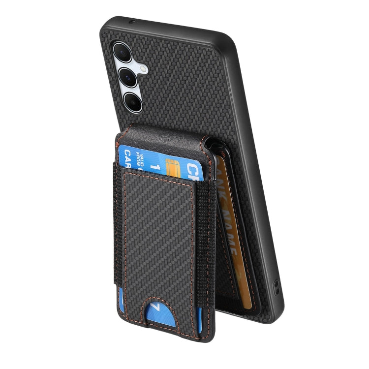 For Samsung Galaxy A34 5G Carbon Fiber Vertical Flip Wallet Stand Phone Case