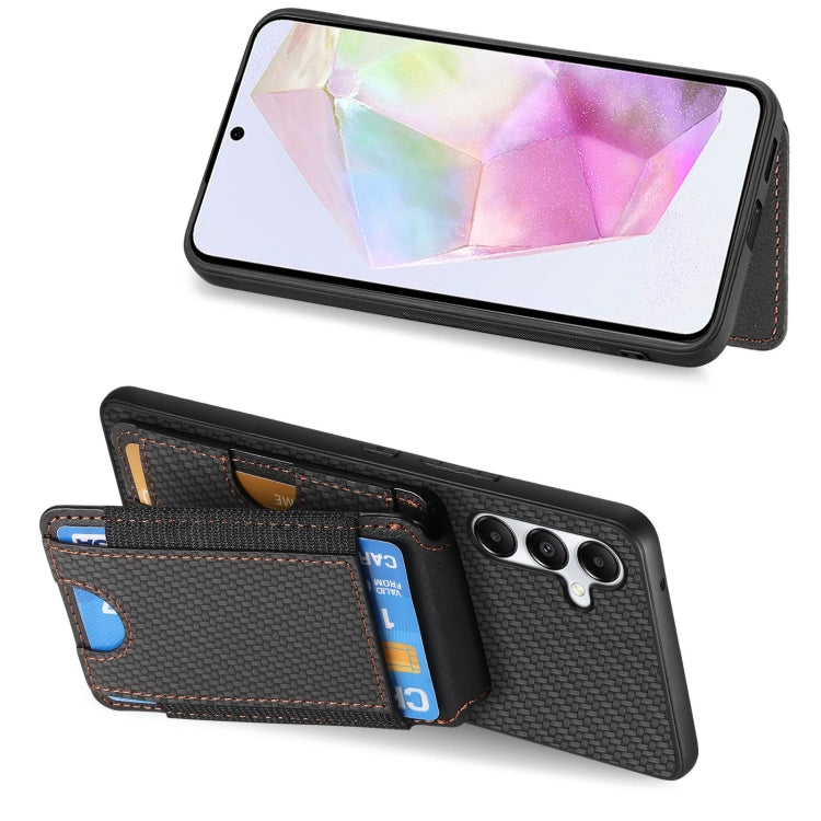 For Samsung Galaxy A34 5G Carbon Fiber Vertical Flip Wallet Stand Phone Case