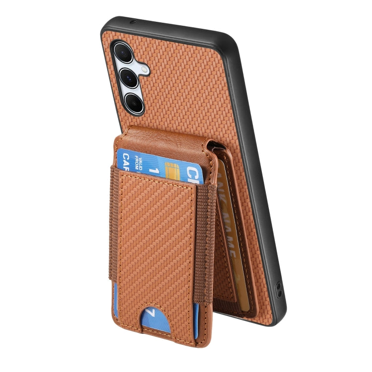 For Samsung Galaxy A34 5G Carbon Fiber Vertical Flip Wallet Stand Phone Case