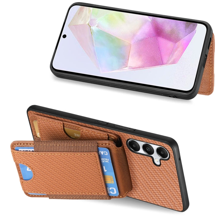 For Samsung Galaxy A34 5G Carbon Fiber Vertical Flip Wallet Stand Phone Case