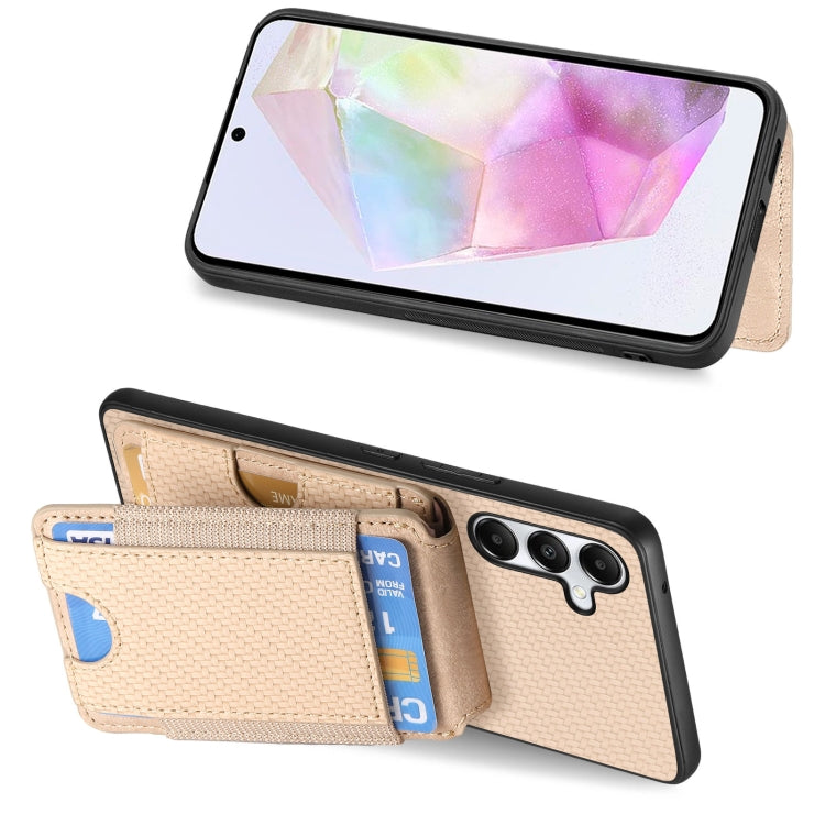 For Samsung Galaxy A34 5G Carbon Fiber Vertical Flip Wallet Stand Phone Case
