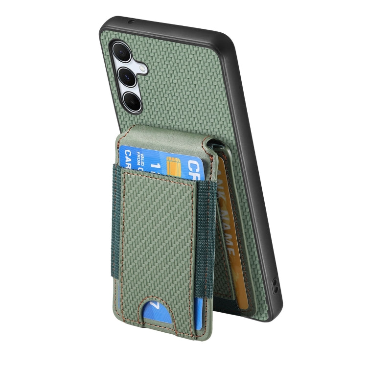 For Samsung Galaxy A34 5G Carbon Fiber Vertical Flip Wallet Stand Phone Case