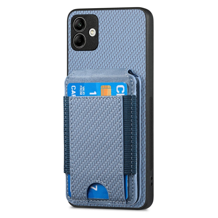 For Samsung Galaxy A04e Carbon Fiber Vertical Flip Wallet Stand Phone Case