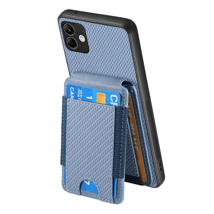 For Samsung Galaxy A04e Carbon Fiber Vertical Flip Wallet Stand Phone Case