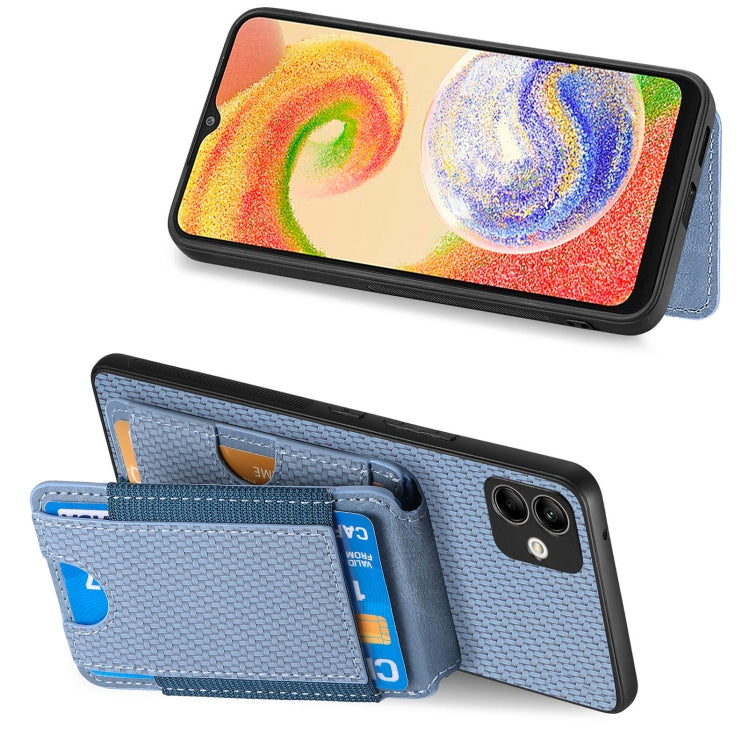 For Samsung Galaxy A04e Carbon Fiber Vertical Flip Wallet Stand Phone Case