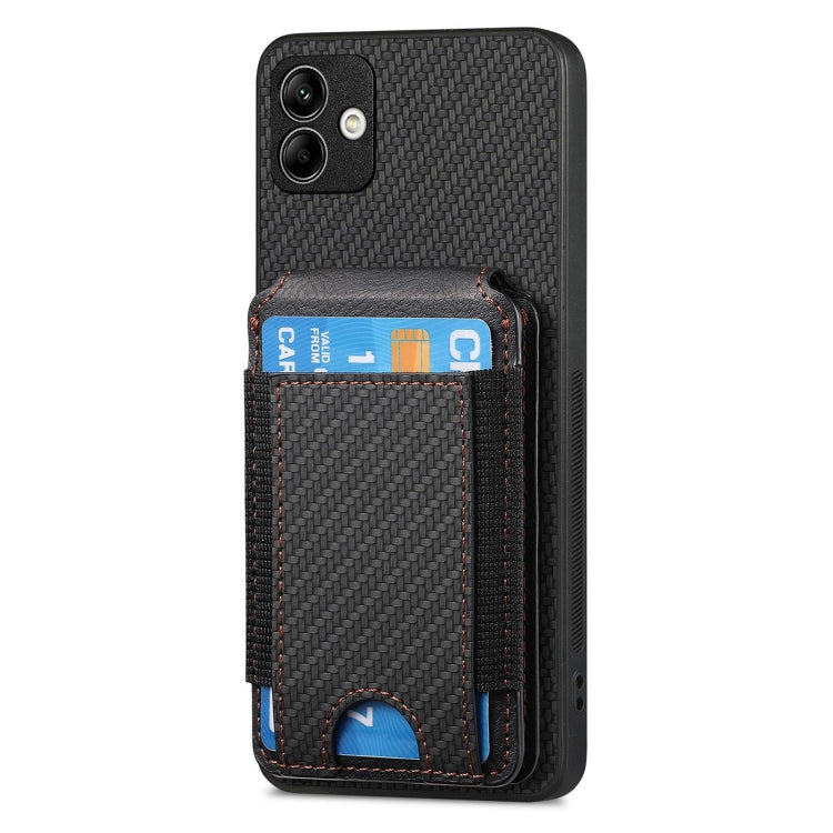For Samsung Galaxy A04e Carbon Fiber Vertical Flip Wallet Stand Phone Case