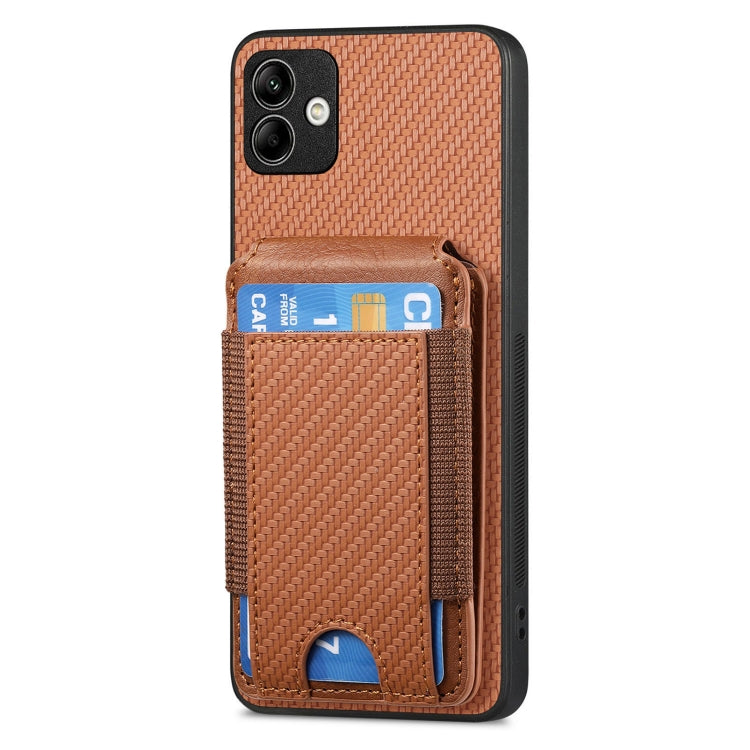 For Samsung Galaxy A04e Carbon Fiber Vertical Flip Wallet Stand Phone Case