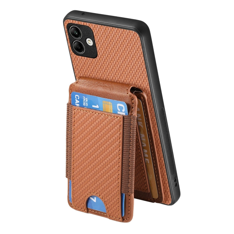 For Samsung Galaxy A04e Carbon Fiber Vertical Flip Wallet Stand Phone Case