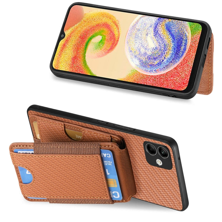 For Samsung Galaxy A04e Carbon Fiber Vertical Flip Wallet Stand Phone Case