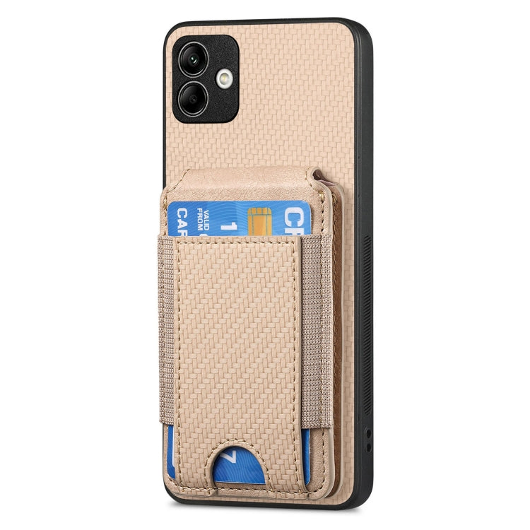 For Samsung Galaxy A04e Carbon Fiber Vertical Flip Wallet Stand Phone Case